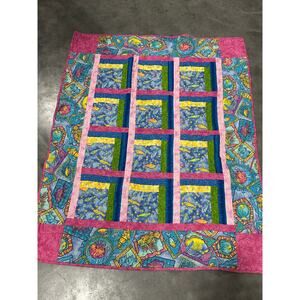 Ocean Fish Baby Blanket, 49x40", Bright Colors, Bedding, Vintage ~ 251227-WH 596